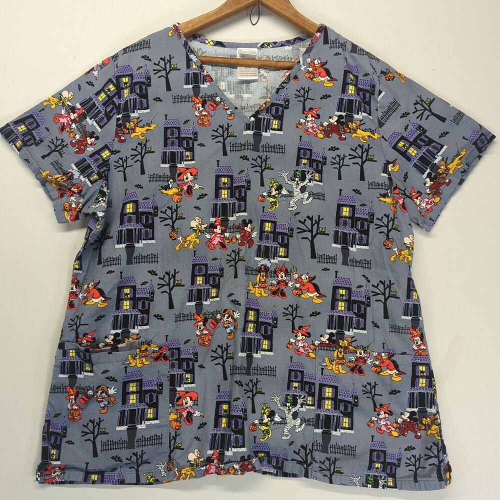 Disney Scrub Top Mickey Minnie Goofy Pluto Halloween Costumes Large